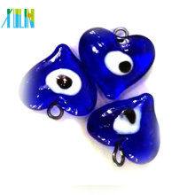 perlas de cristal del lampwork de la forma del corazón del ojo malvado turco azul claro